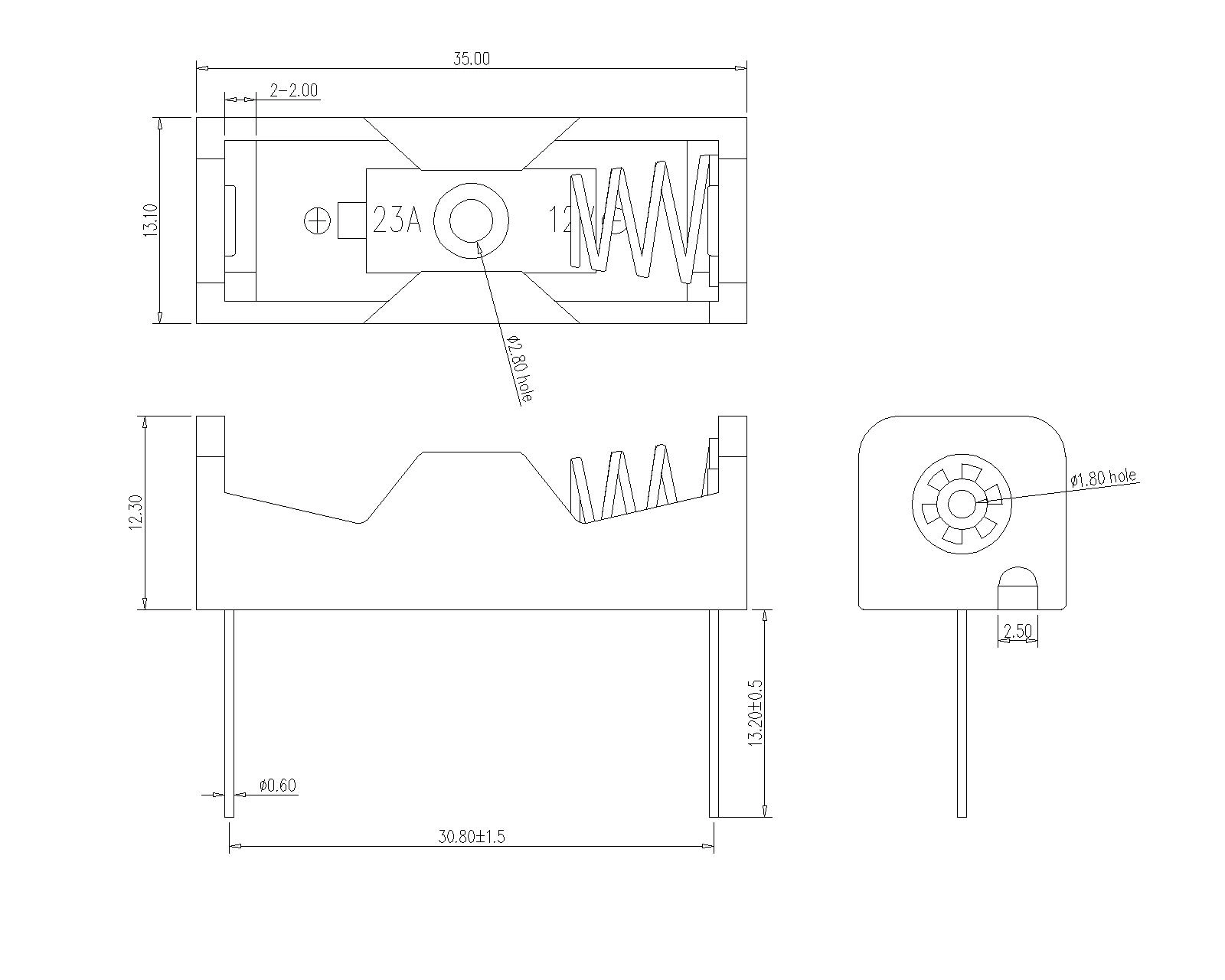 Battery Holder For 23A THT