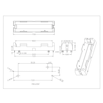 Single Battery Holder For 18650 THM (043P)