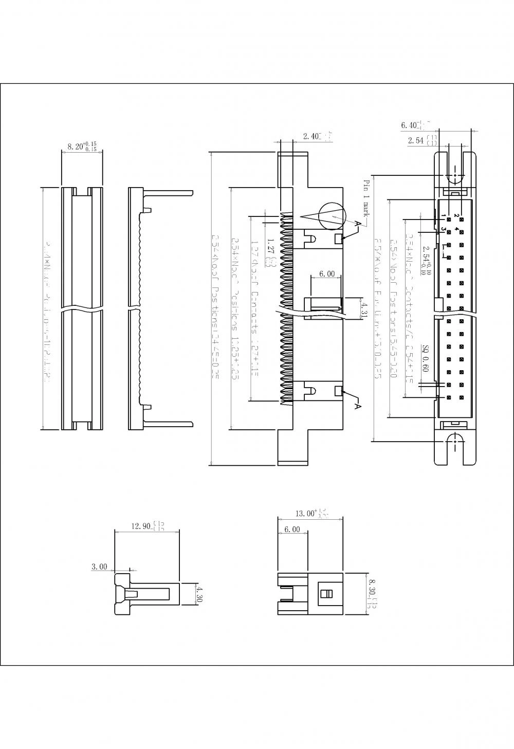 2.54mm IDC Cable Mounted Box Headers With Mounting Ears