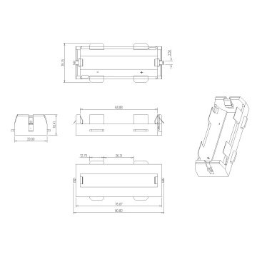 Single Battery Holder For 26650 Solder Tail
