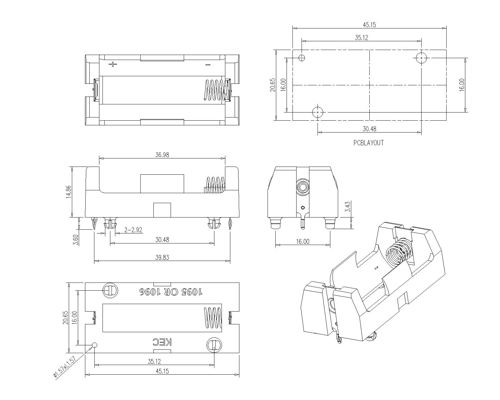 THM BATTERY HOLDER 18350