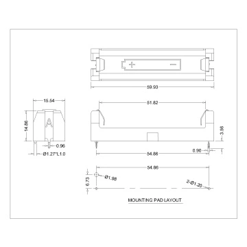 SINGLE AA BATTERY HOLDER THM