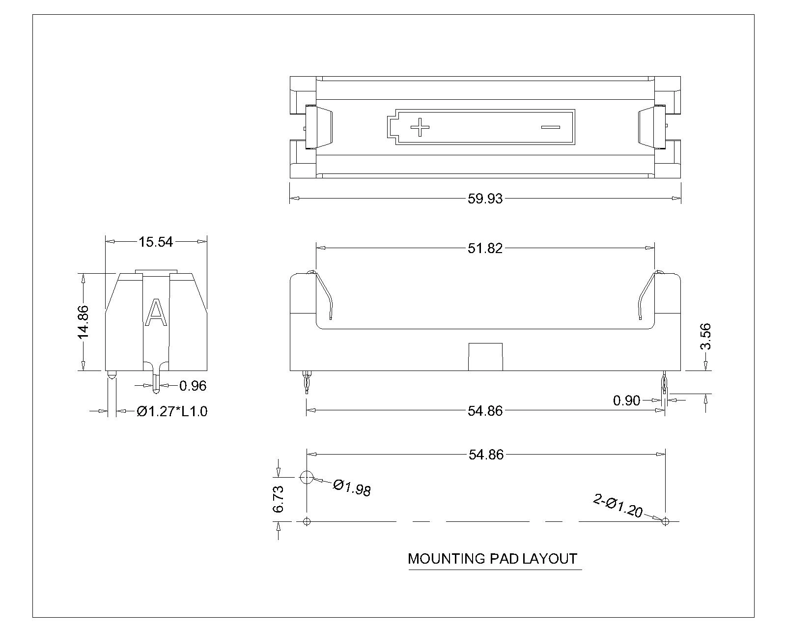 SINGLE AA BATTERY HOLDER THM