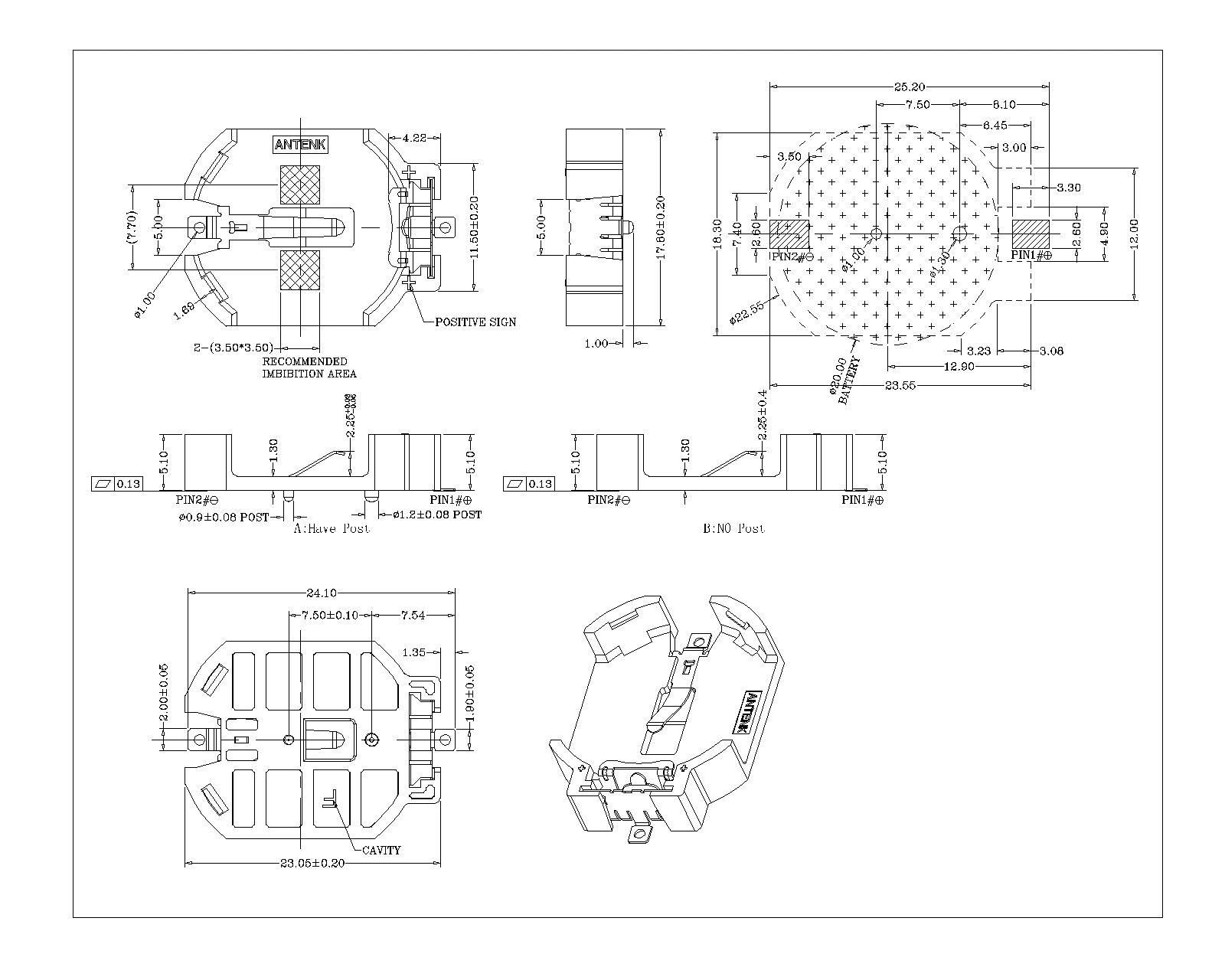 Coin Cell Holders FOR CR2032 SMT