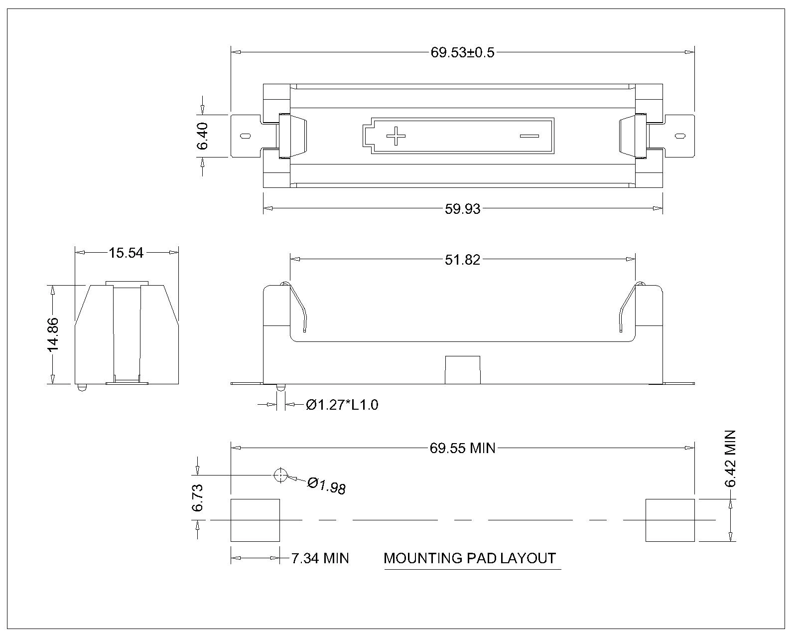 SINGLE AA BATTERY HOLDER SMT (024)