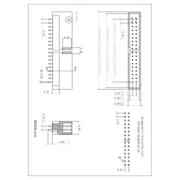 2.54mm Dual Row Shrouded Box Header DIP 180° type H=13.60mm