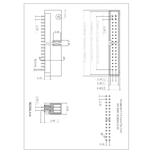 2.54mm Pitch 2.54mm dual row box header 180° type H=13.60mm Manufactory