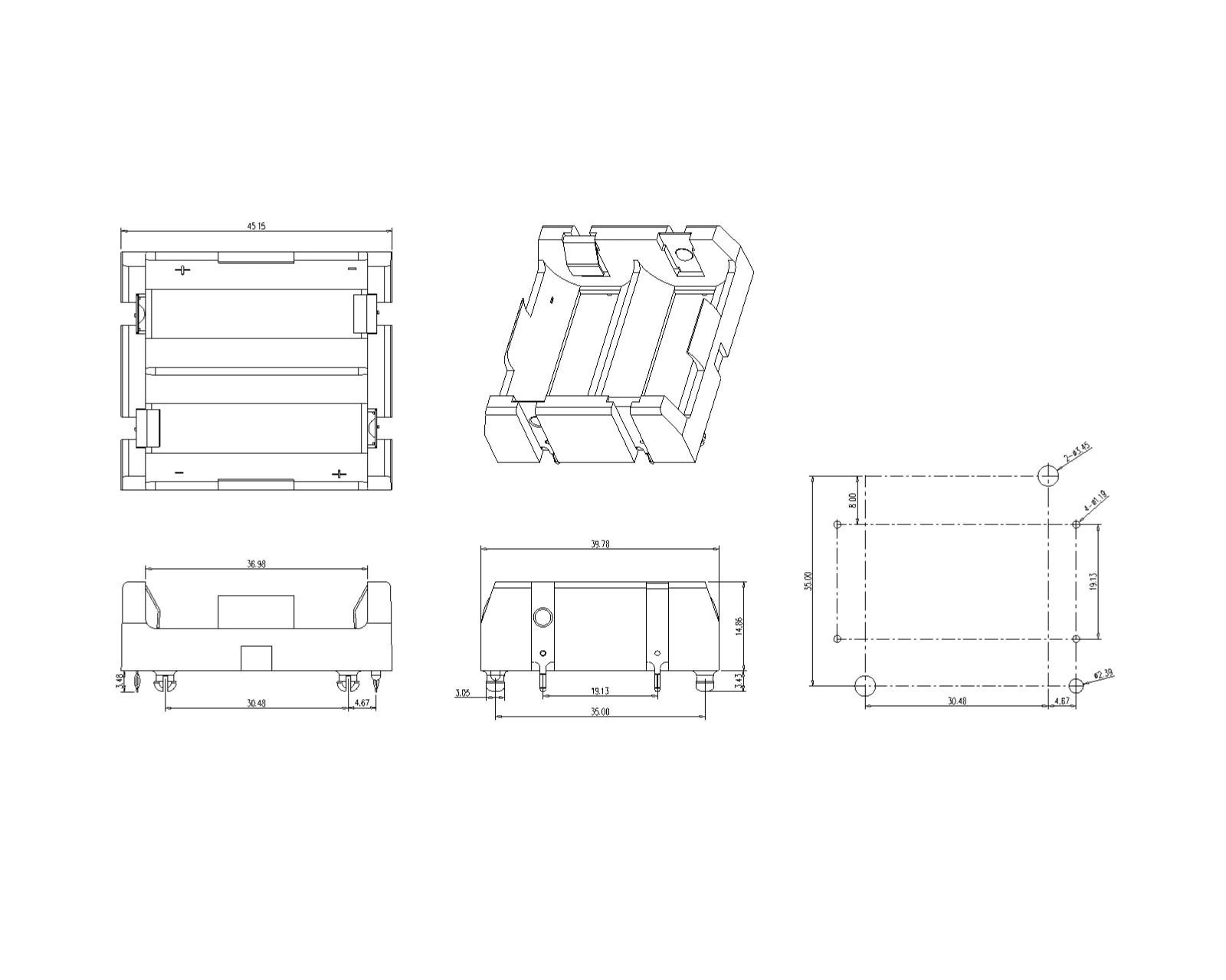 Dual Battery Holder For 18350 THM (097P)
