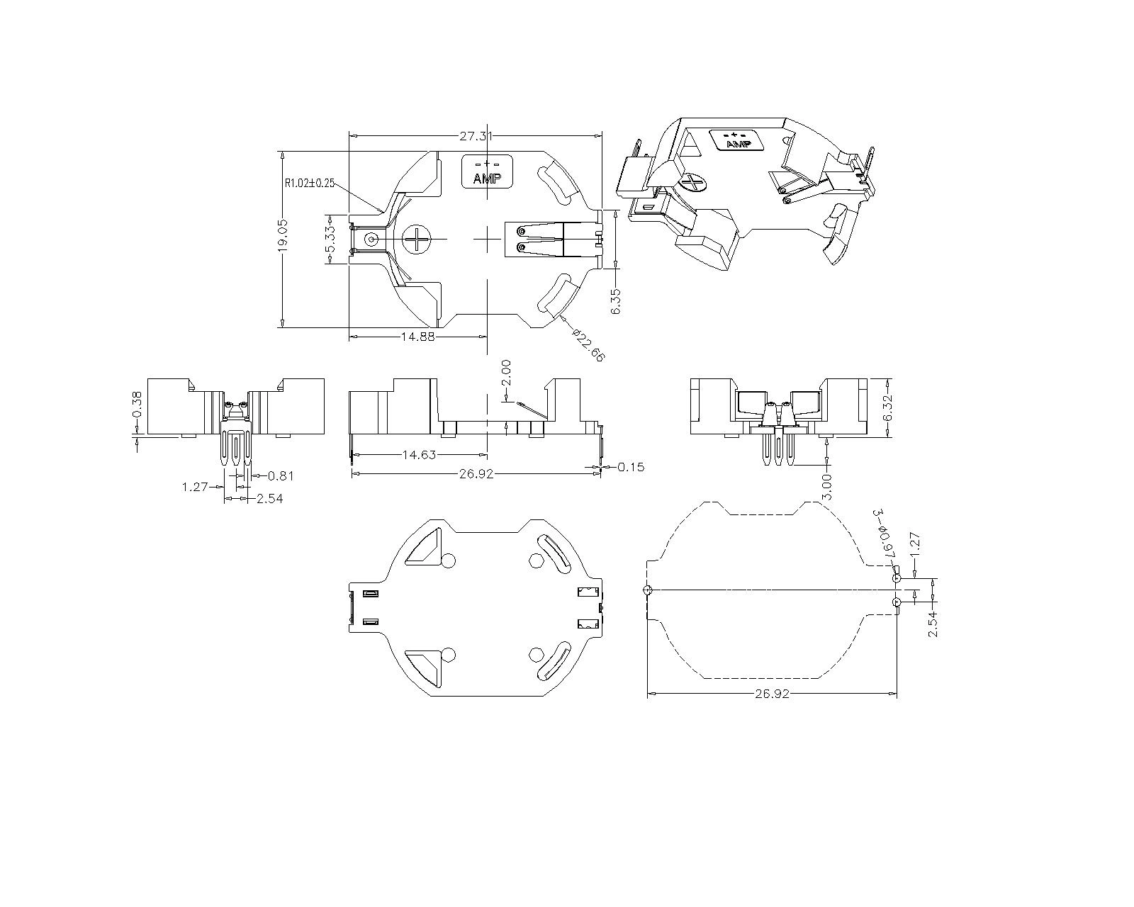 Coin Cell Holders FOR CR2032 Z