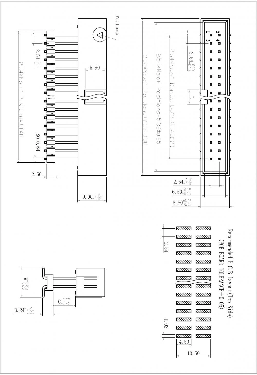 2.54 mm dual row box header Straight SMD Add Housing