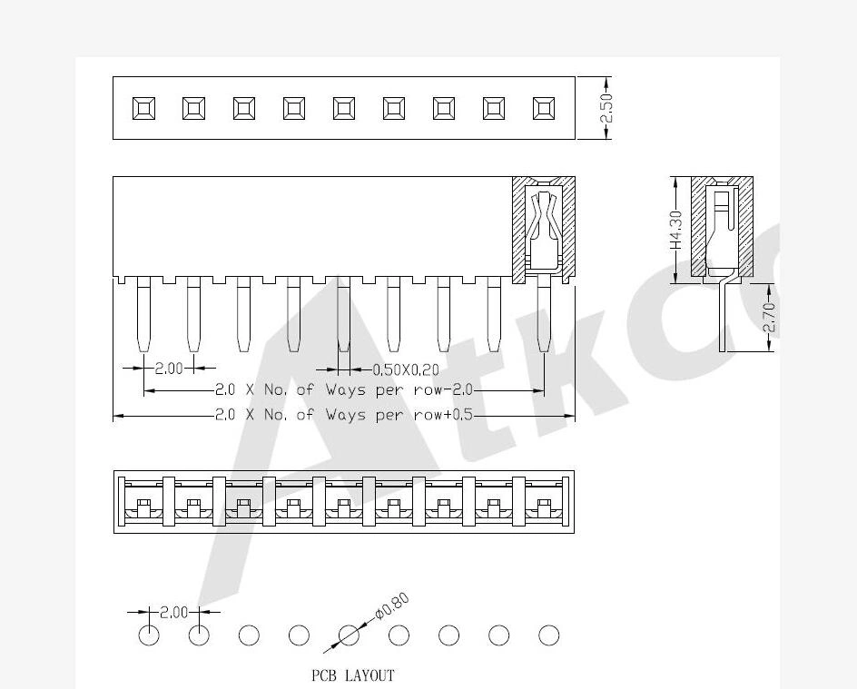 2.00mm (0.079") Pitch Female Pin Header Connector Single Row Straight Prevent Tin