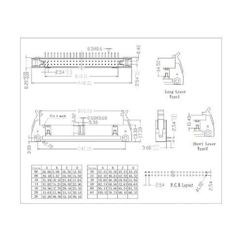 2.54mm Ejector Header with Lever 2.54mm Ejector Header Angle Type with Lever Factory
