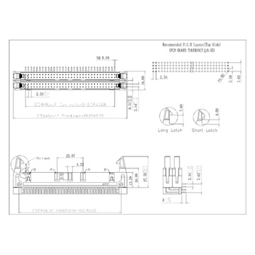 2.54mm Ejector/Latch Header Connectors 90° Double Layer