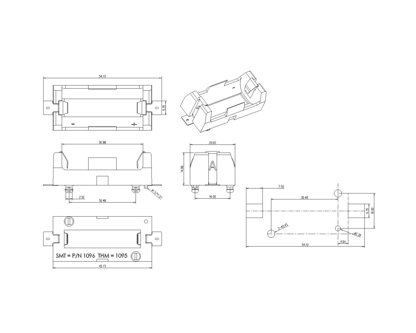 Single Battery Holder For 18350 SMT (096)