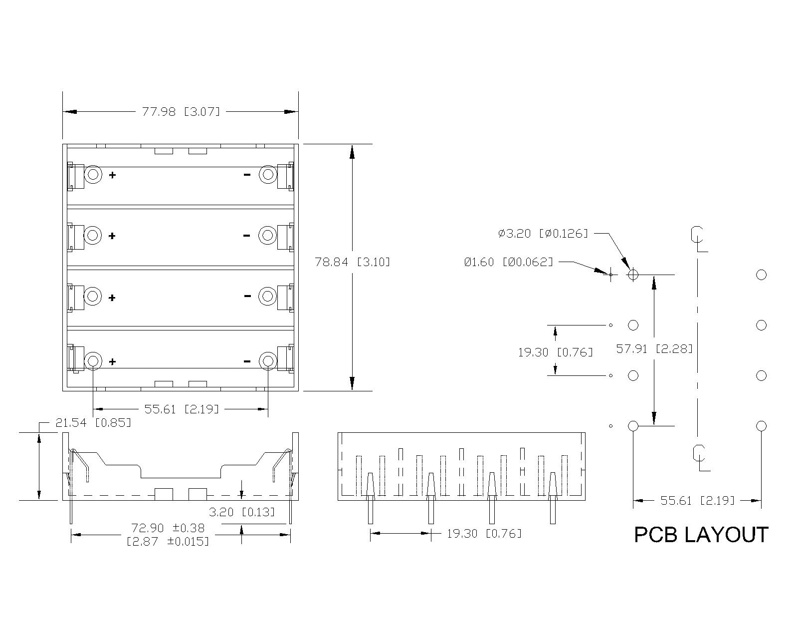 4 pieces battery holders FOR Li-ion 18650 Dip