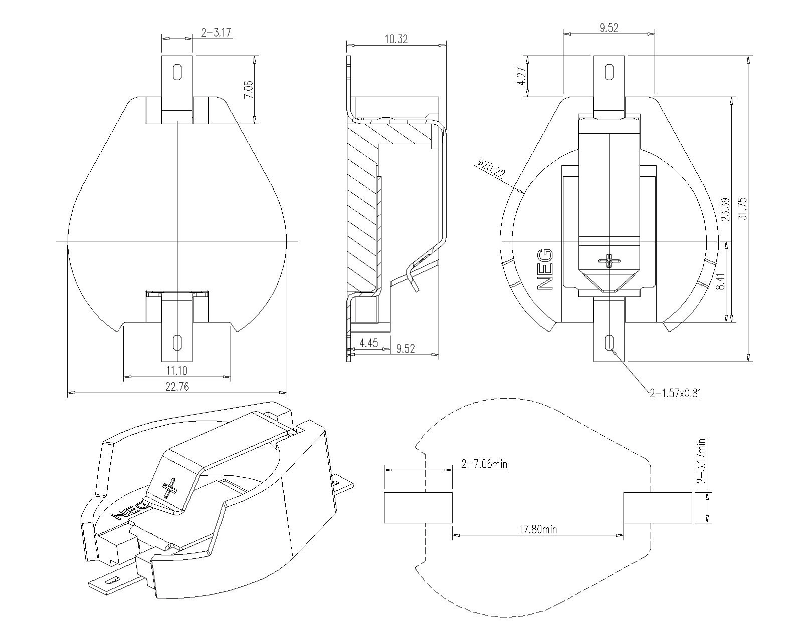 20mm BATTERY HOLDER-094