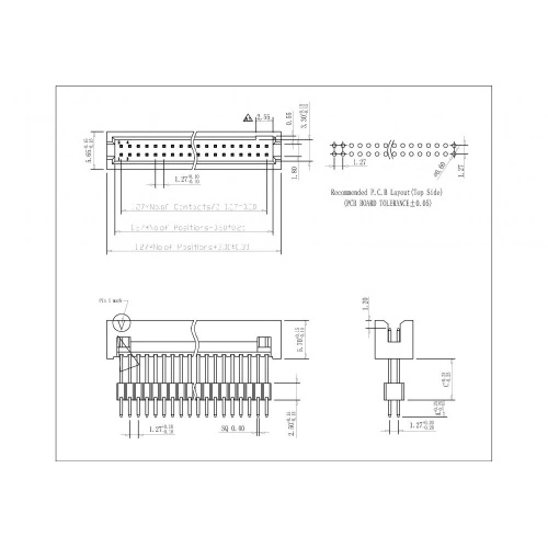 1.27mm Pitch 1.27mm Box Header straight Add Housing BHAS02-XXXXX Manufactory