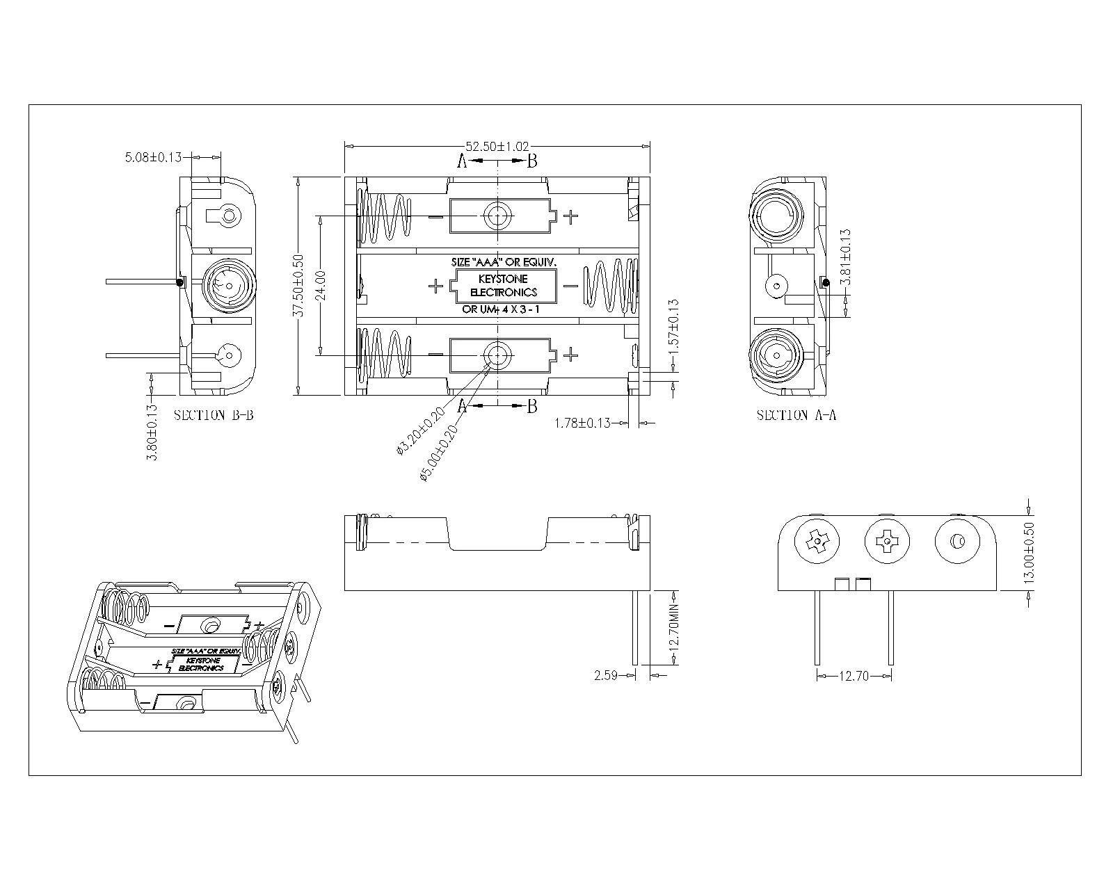3 PIECES AAA Battery Holders DIP TYPE