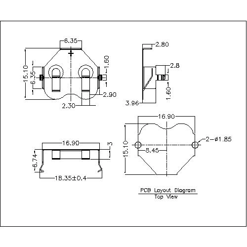 CR1632 Coin Cell DIP Metal Battery Retainer Contacts