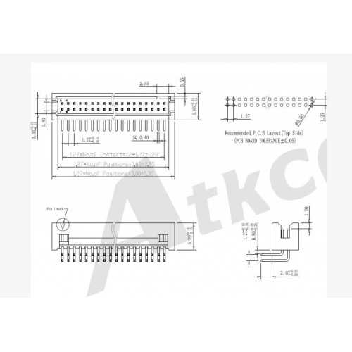 1.27mm Pitch 1.27mm dual rows box heeader 90° H=5.70 Factory