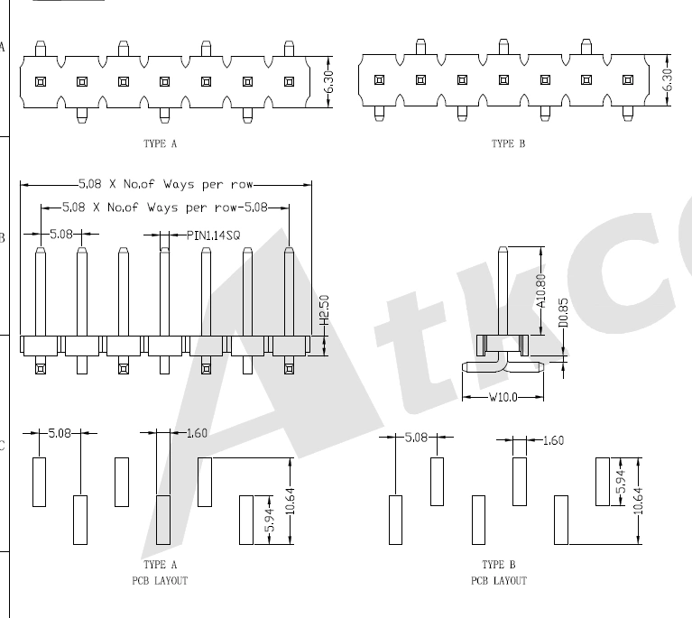 5.08 mm Pin Header Single Row SMT Type