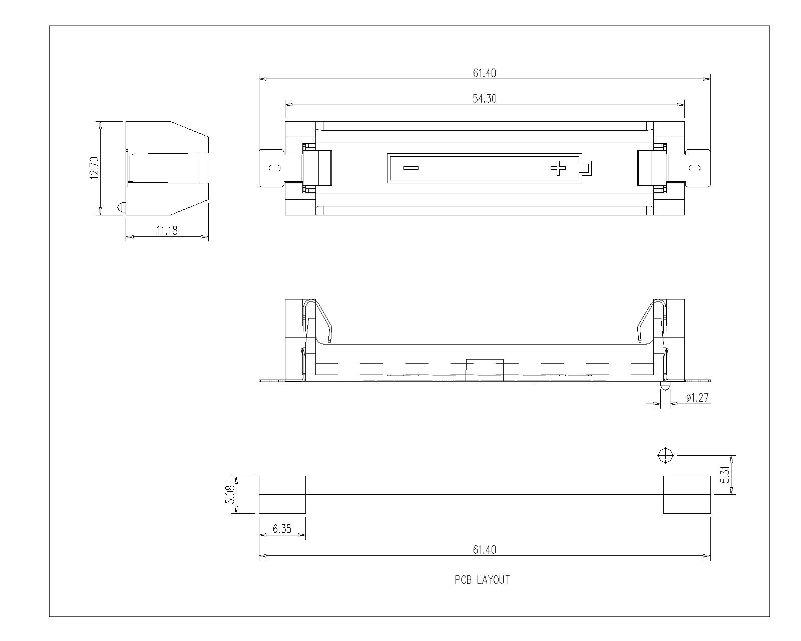 SINGLE AAA BATTERY HOLDER SMT