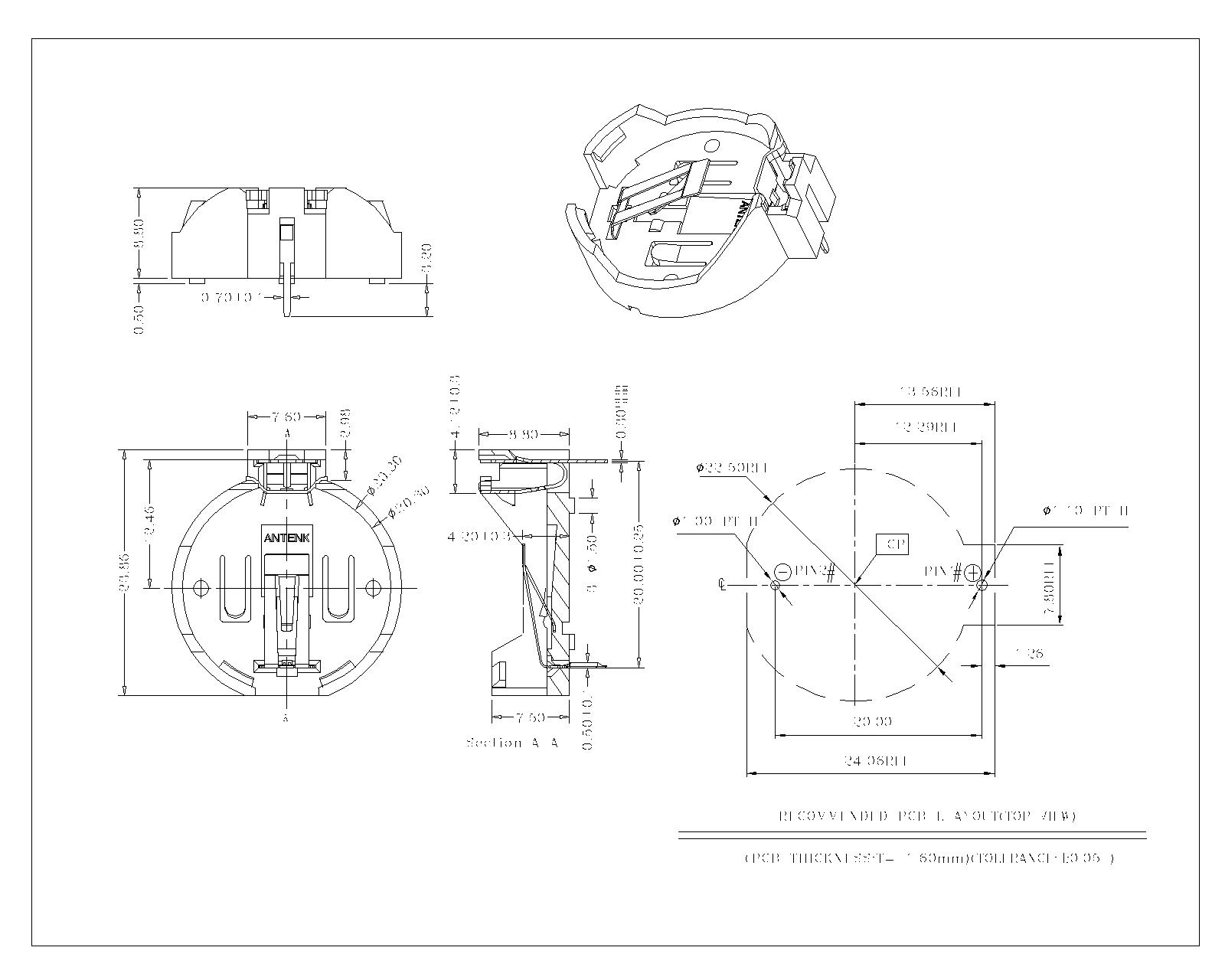 Coin Cell Holders For CR2032-029