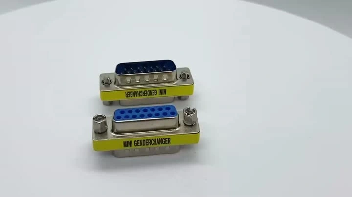 D-Sub DB15 MINI GENDER CHANGER CONNECTOR MALE TO FEMALE 15 Positions for signal transmission and interface adaptation