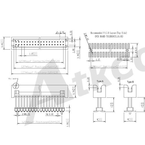 China 1.27mm Box Header SMT type H=5.70 with Housing Manufactory