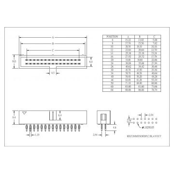2.54 mm Dual Row Shrouded Box Header DIP 180° type H=9.40mm