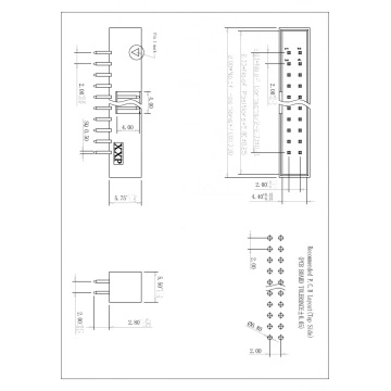 2.0 x 2.0mm Box Header Connector DIP 180° H=5.75