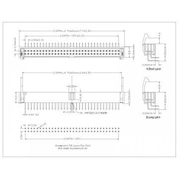 2.54mm Ejector Header 90° w Metal Latch