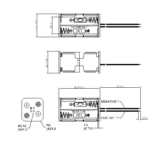4 pcs AA battery holders 2P double layers