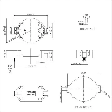 Coin Cell Holder Right Angle DIP For CR2450