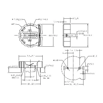 CR1220 Coin Cell Battery Holders THT Straight