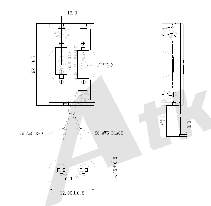 2 *AA Battery Holders/Case/Box
