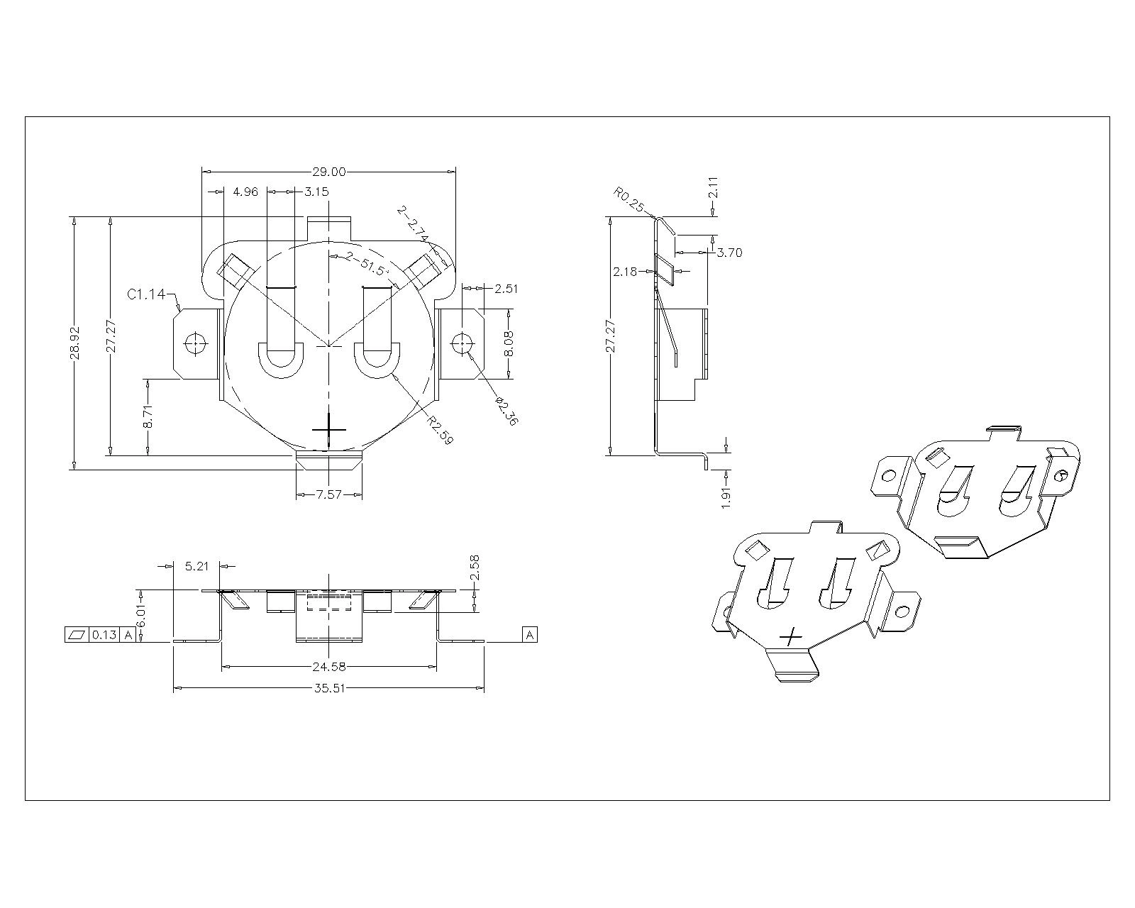 BS-S-SI-R-11740 SM COIN CELL CLIP