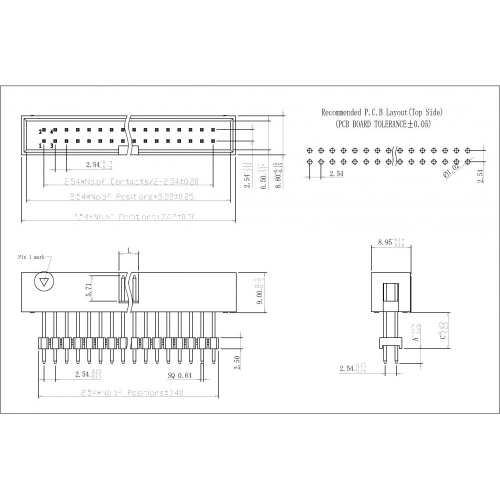 2.54mm Dual Row 180 Degree Type Box Connector 2.54mm dual row box header 180° H=9.0 Add Housing Manufactory