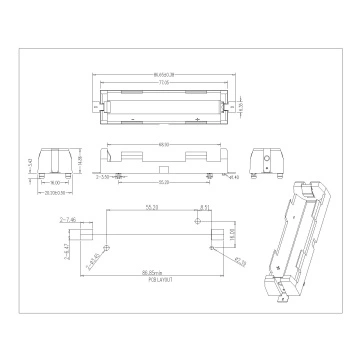 Single Battery Holder For 18650 SMT