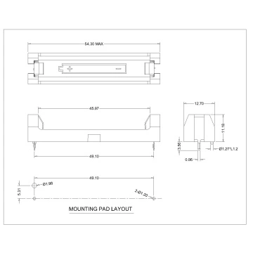 SINGLE AAA BATTERY HOLDER THM