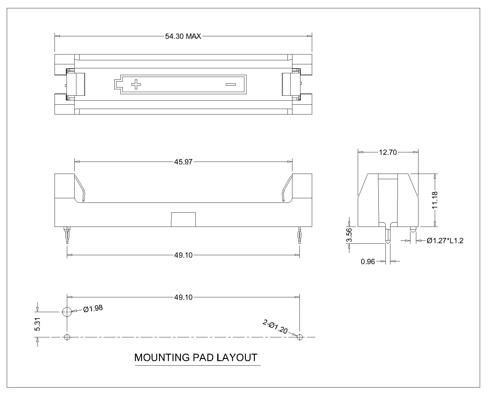 SINGLE AAA BATTERY HOLDER THM
