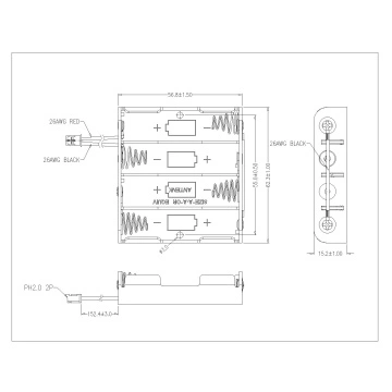4 PIECES AA Battery Holders With Series Connection