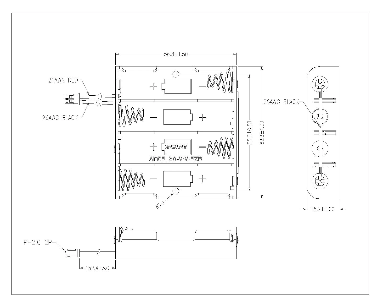 4 PIECES AA Battery Holders With Series Connection