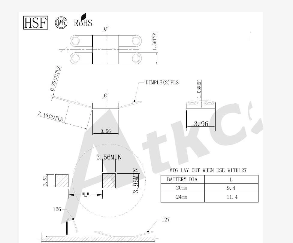 Battery Contacts 127 type