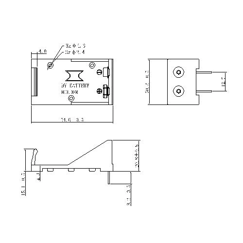2pcs 9V Battery Holder/Box/Case with PC pins
