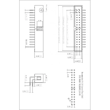 2.54mm(.100") Pitch Dual Row Box/Shrouded Headers DIP 90° type H=9.0