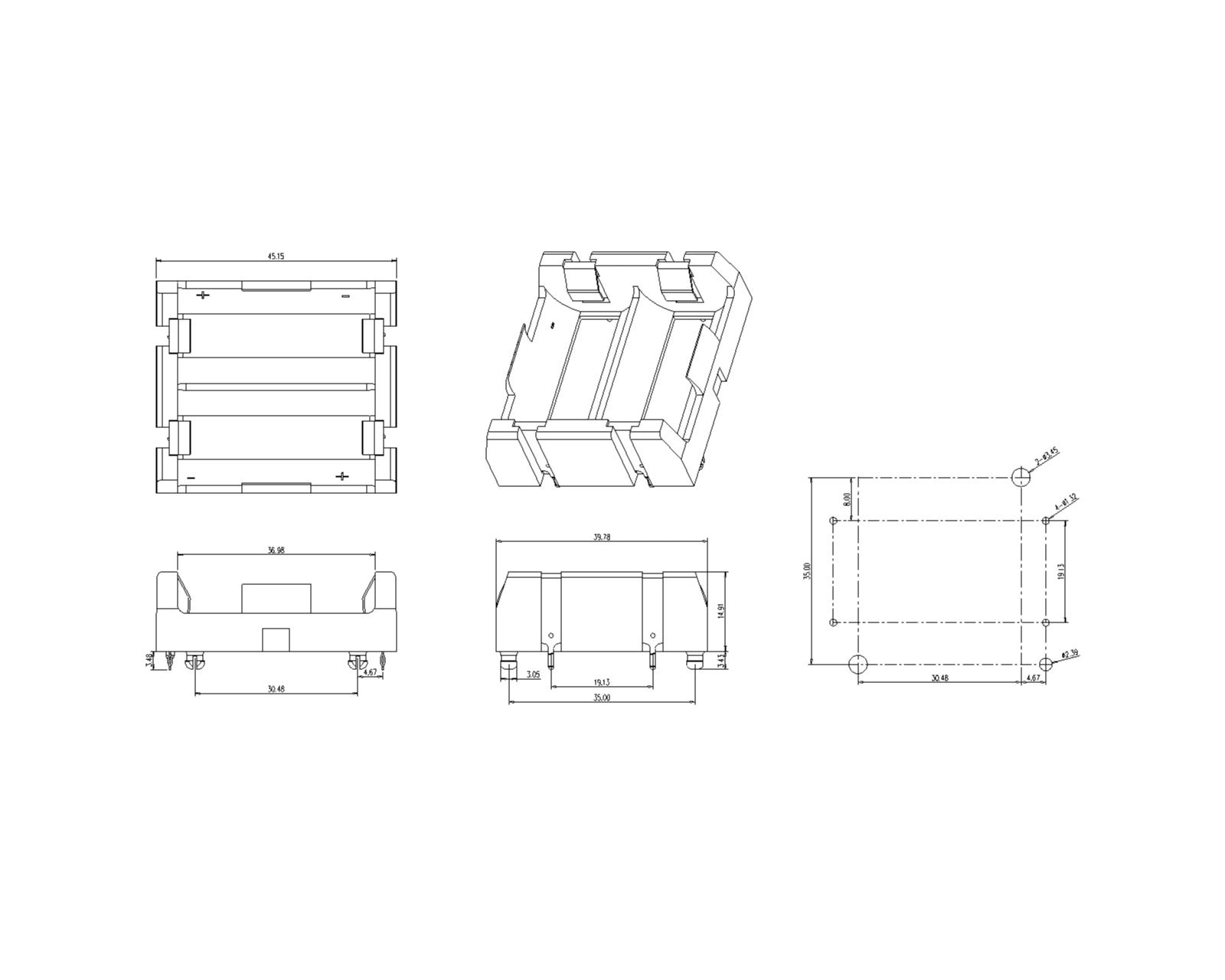 Dual Battery Holder For 18350 THM (097)