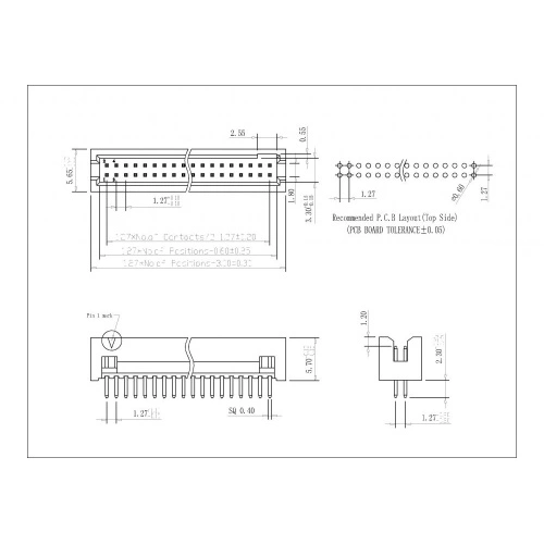 Box Header Straight Type 1.27mm Box Header 180degree H5.70mm BHAS03-XXXXX Manufactory