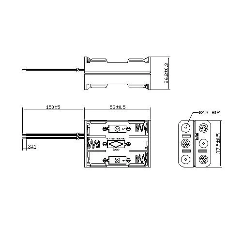 Battery Holders 6 Pieces AAA battery holders 3P double layers with wire leads Factory